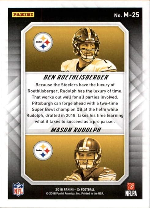 2018 Panini XR Mirrored Blue #25 Ben Roethlisberger/Mason Rudolph RC Rookie 22/25 NFL Football Trading Card Pittsburgh Steelers