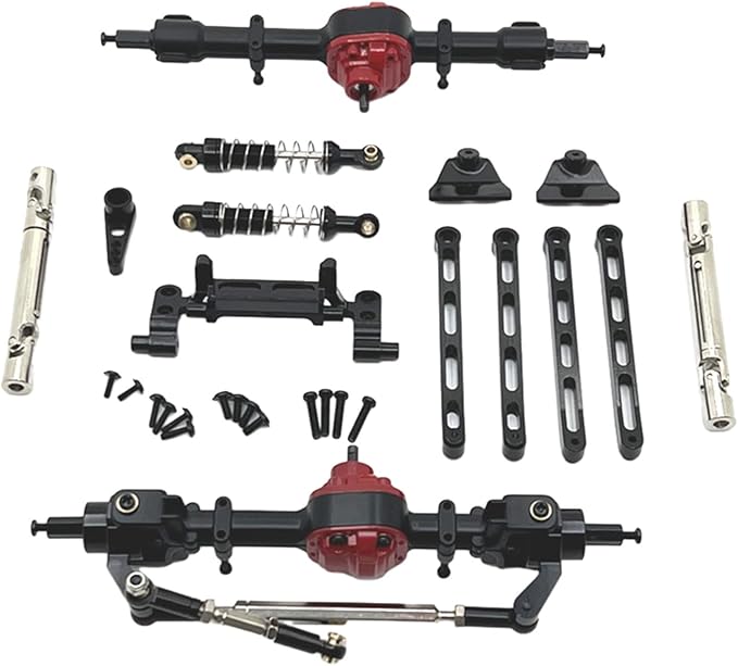 RC Car Upgrade Parts Front and Rear Assembly Kits Metal for MN82 LC79 MN78 1/12 Scale RC Hobby Car Black 15x20x5cm