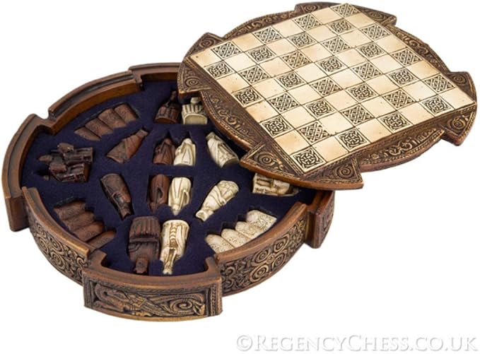 Isle of Lewis Compact Celtic Chess Set 9 Inches