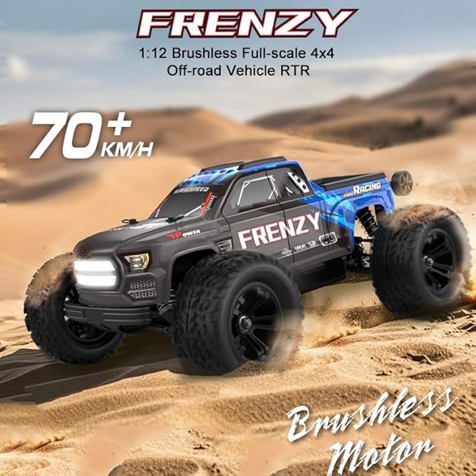1/12 Brushless RC Cars for Adults RC Trucks 4x4 Offroad Waterproof Electric Powered High Speed Remote Control Car Fast Extreme All Terrain RC Truggy with 3S Battery for Snow Sand