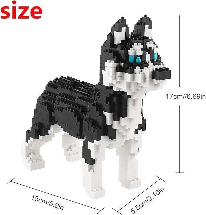 Larcele Micro Husky Dog Building Blocks Super Mini Pet Building Toy Bricks 950 Pieces KLJM-02 (Husky)
