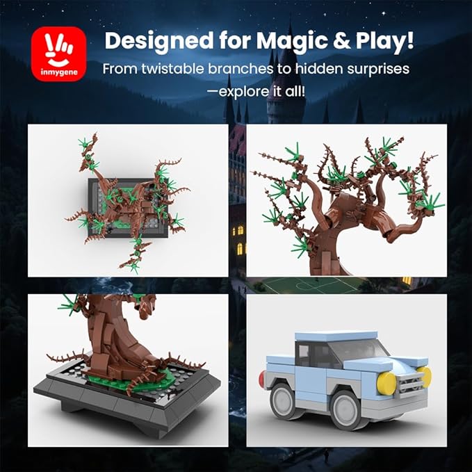 Willow Tree Bonsai Building Set A Display Stand for Lego Harry Potter Ford Anglia 76424 Magical Tree with Mini Car for Adults and Kids Versatile Toy Building Set for Home Decor