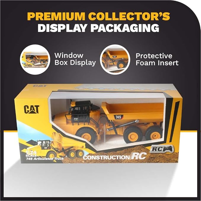 Diecast Masters 1:24 Scale Radio Control Caterpillar 745 Articulated Truck - 25004 - Fully functioning with Sound &amp Light Functions - Dump Bed and Wheel Movements - Radio Control Series