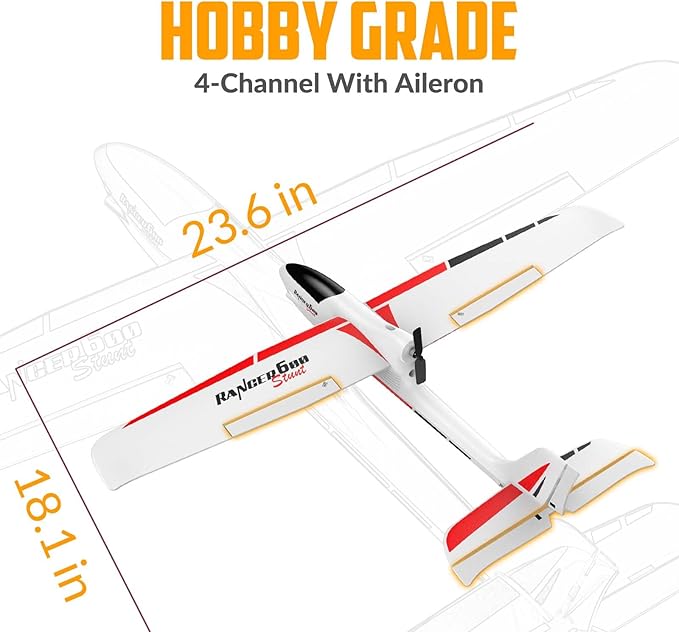 VOLANTEXRC RC Glider Plane 4CH New Version Remote Control Airplane with 6-Axis Gyro for Beginners 3 Flight Modes &amp Aerobatics 2.4G RC Plane for Adults 23.6 * 18.1 inches White