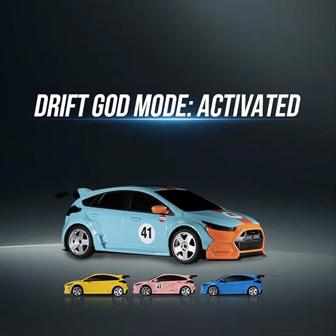Mini RC Car with HD FPV Camera 1:43 Scale RC Drift Car for 25+ Mins Play 2.4GHz FPV Rc Car with LED Ambient Lights &amp Gyro Mini Racing Toys for Adults (RTR Standard Version/Cyan-Orange)
