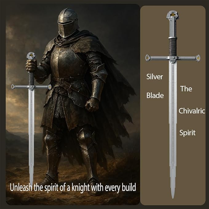 STADREWVY Long Sword Building Block Set - Medieval Fantasy Knight's Sword Model Perfect for Display Collecting and Gifting Ideal for Adults and Teens