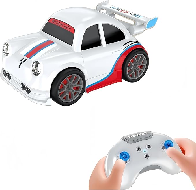 3-in-1 Smart RC Car with Follow &amp Escape Modes 360° Stunt Drift Voice/Light Effects and Pet Play Mode 4WD Remote Control Car Toy for Kids and Cat Dogs (White)
