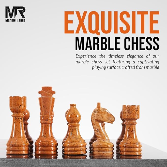 Marble Chess Set for Adults 15 Handmade Black &amp Golden Board Game with 32 Chess Pieces 2 Extra Queens &amp Storage Box Luxury Travel Game – Elegant Home Décor