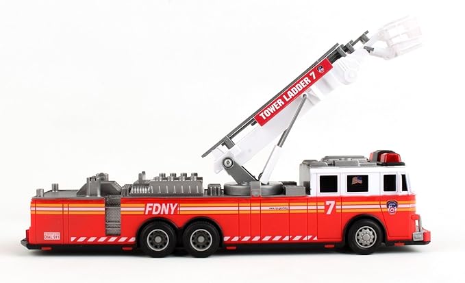 Daron FDNY Radio Control Ladder Truck – Officially Licensed Fire Department of New York RC Fire Truck Toy with Lights &amp Sounds – Extendable Swivel Ladder – Kids Ages 3+