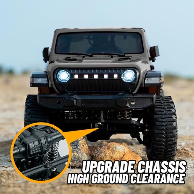 YIKESHU RC Rock Crawler RC Truck 4x4 RC Car Off Road 1/18 Scale Remote Control Truck Realistic 3 Speed Proportional Steering 370 Brushed Motor Upgrade Chassis Led Light Hobby Toy for Adult