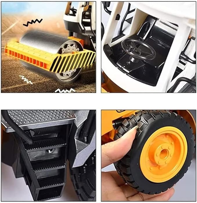 RC Truck Remote Control Road Roller Rigid Road Roller Heavy Duty Steamroller Boy Toy Car Rc Construction Site Vehicle Grader Alloy Model Rc Engineetruck Toys