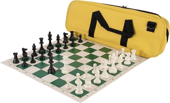 Deluxe Chess Set Combination - Triple Weighted - by US Chess Federation (Neon Yellow)