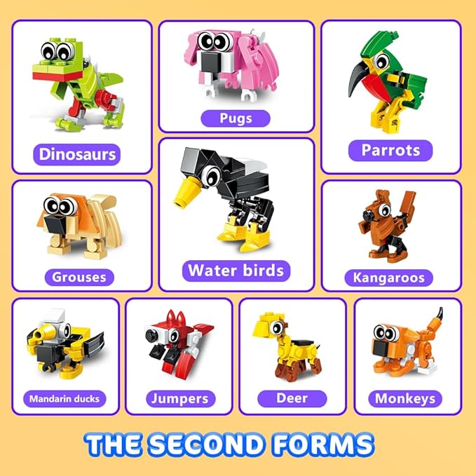 HOGOKIDS 60 Kinds Easter Party Favors for Kids 20 Pack 3-in-1 Animals Building Block Sets for Easter Basket Fillers Goodie Bags Stocking Stuffer Classroom Prizes Birthday Gifts for Boys Girls 6-12+
