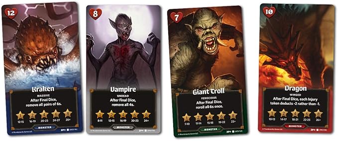 Monsters &amp Minions - Expansion for Roll Player Board Game | Adds End-Game Monsters 5th Player New Dice and 170+ Cards | Dice Drafting Family Game for 1-5 Players Ages 14+ | Thunderworks Games