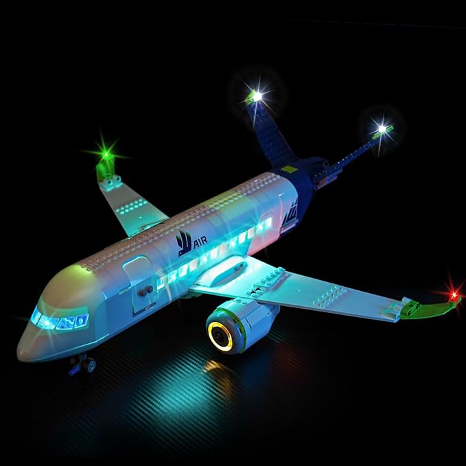 Upgraded Led Light Kit Compatible with Lego Passenger Airplane Building Set Lights Decoration Compatible with Lego 60367 Gift Idea for Girls Boys (Model Not Included)