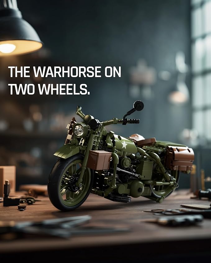 Nifeliz Motorcycle WLA Model Toy for Adults Classic Military Bike Building Set with Authentic Features Collectible Display Gift (833 PCS NF10333)