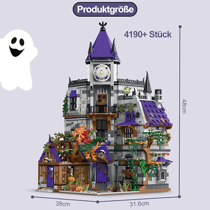Medieval Castle Haunted House Building Set for Adults Halloween Decor Indoor Modular Architecture with LED Lights Haunted Mansion Model Kits for Halloween Fans Gift for Men Women 4192pcs