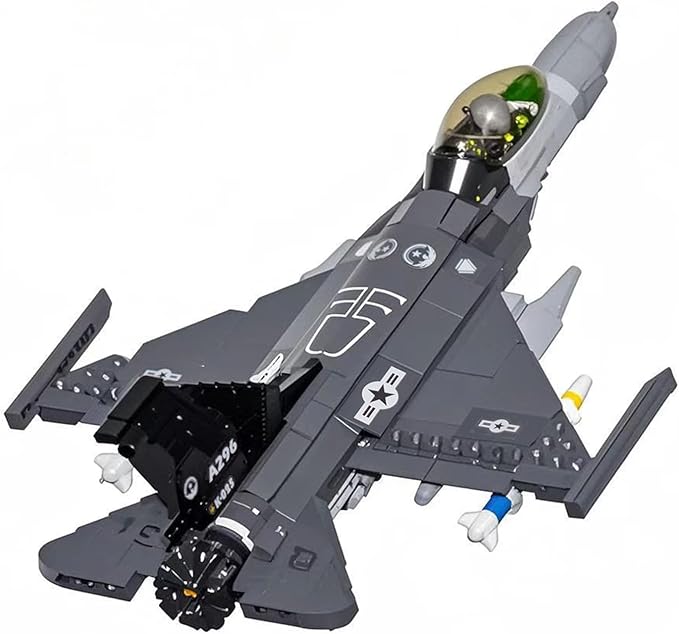 F16 Fighter Jet Model Military Plane Building Blocks Set (521 Pieces) for Army Airplane Lovers Kids (8+Years) and Adults