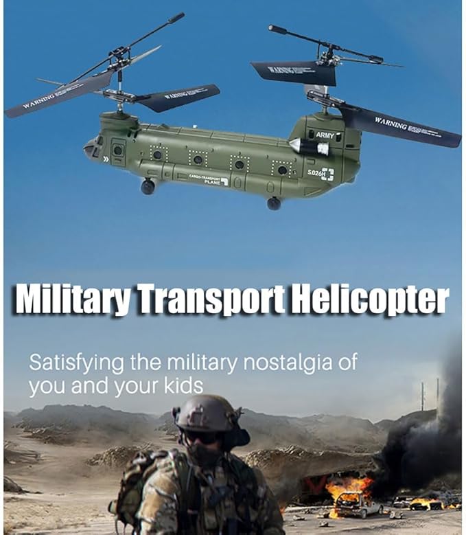 RC Helicopter Boeing CH-47 Military Transport 3CH Dual Propellers Remote Control Helicopter Drone 2.4G Fixed Height Simulation Fighter RC Plane Stability Flight Easy to Fly RC Aircraft Plane