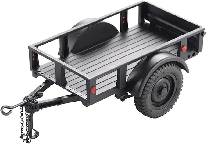 FMS FCX18 RC Cars Accessory for 1:18/1:12 RC Crawler Trucks - Utility Trailer Type C Black