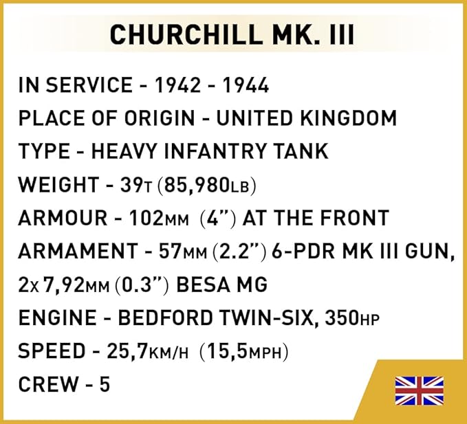 COBI Company of Heroes 3 Churchill Mk. III Tank Building Set 654 Pieces
