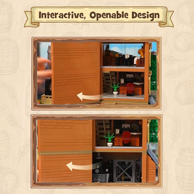 PANTASY Craft Beer Brewery Building Set for Adults – Vintage Microbrewery Factory Model with Modular Architecture Dynamic Mechanisms Self-Developed Minifigures &amp Display-Ready Design