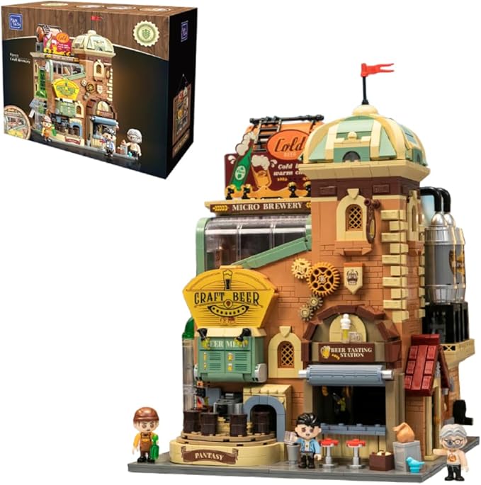 PANTASY Craft Beer Brewery Building Set for Adults – Vintage Microbrewery Factory Model with Modular Architecture Dynamic Mechanisms Self-Developed Minifigures &amp Display-Ready Design