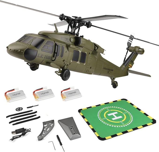 Mini WL K170 Black Hawkk Helicopter for Adults WL K170 Black Hawkk UH-60L 170 2.4G 4CH Flybarless RC Helicopter Outdoor Hobby RC Toy Model (RTF Version)