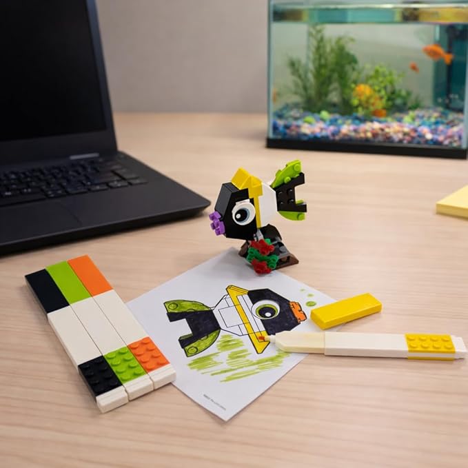LEGO Stationery Creativity Set with Building Toy - Animal (53666) Includes 1 Sticky Note Pad 4 Markers 1 LEGO Building Toy