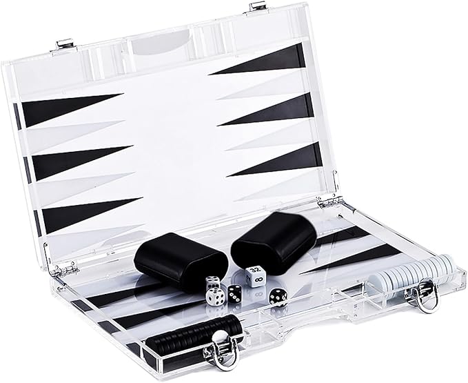 Pursonic Premium 18-Inch Lucite Backgammon Set - Elegant Design for Timeless Enjoyment (Black) - 2 Players Age 8+