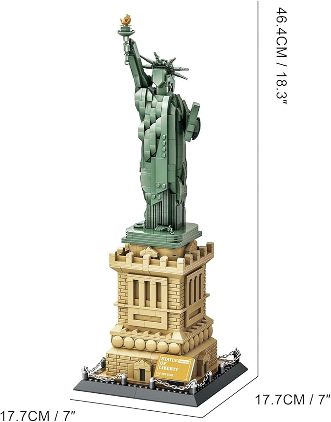 Statue of Liberty New York Building Set (1409 Pieces) Architecture Building Blocks Toys Home Décor Model Gifts for Kids and Adults