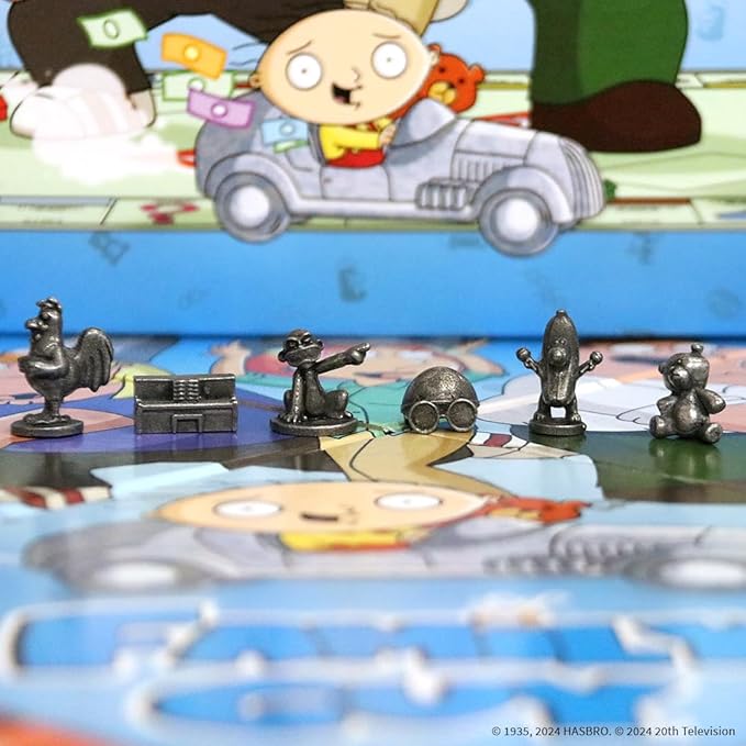 Monopoly: Family Guy Board Game Featuring Banana Brian Giant Chicken Rupert and More Buy Sell Trade Quahog’s Locations from McBurgertown to Wild West Ranch Officially Licensed Family Guy Game