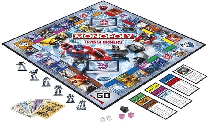 Monopoly: Transformers Edition Board Game for 2-6 Players Kids Ages 8 and Up Includes Autobot and Decepticon Tokens