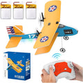 RC Plane 2.4Ghz Remote Control Airplane with 3 Batteries &amp 6-axis Gyro Stabilizer 2 Channel RTF PT-17 RC Toy Easy to Fly for Beginners Kids Boys Girls Adults (Yellow)