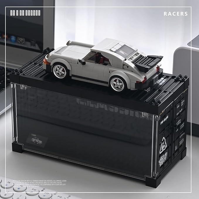 PB8816 1:32 Turbo Sports Car Buliding Blocks Set 343 Pieces MOC Super Racing Model Kit with Display Container Clamping Blocks Toy Gift for Adults