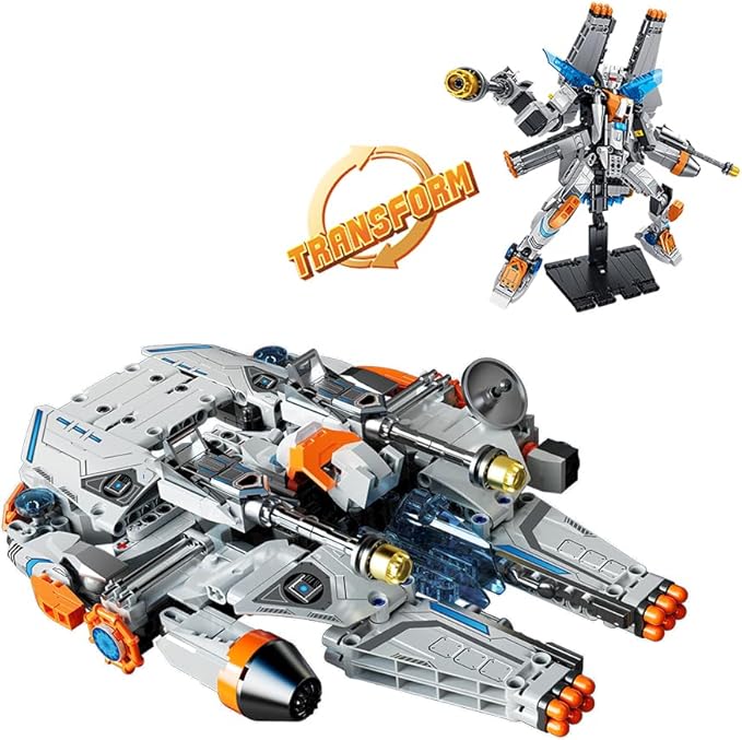 SEMKY Space Series Laser Spacecraft (Variable Robots) MOC Building Blocks Set (673Pieces) Space Model Gifts for Kid and Space Fans