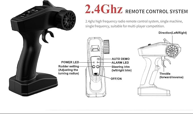 Remote Control Off-Road Boat Model Eddy Current Jet high-Speed Remote Control Speedboat 15-20km/hH156 with Lights Off-Road Speedboat (Dual Battery) Suitable for Adults 14+
