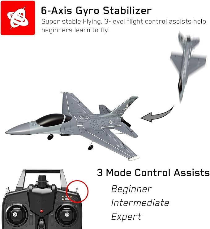 RC Plane 4 Channel RC Airplane 2.4Ghz RC Jet Ready to Fly F-16 Fighter Falcon Remote Control Airplane for Adults with X-Pilot Stabilizer System &amp One Key Aerobatic Best Gift for RC Hobbyist