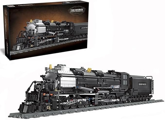 BIGBOY Steam Train Building Kit and Engineering Toy BIGBOY Locomotive with Track Display Set Collectible Steam Locomotive Display Kit Gift for Train Lovers(1608Pieces)