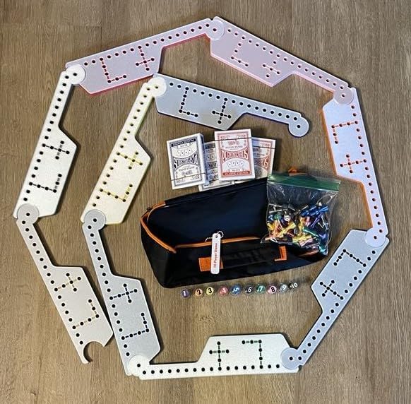 3D Printed Pegs and Jokers Board Game Sets Complete with Cards and Storage Bag (2-10 Player 64 Pieces)