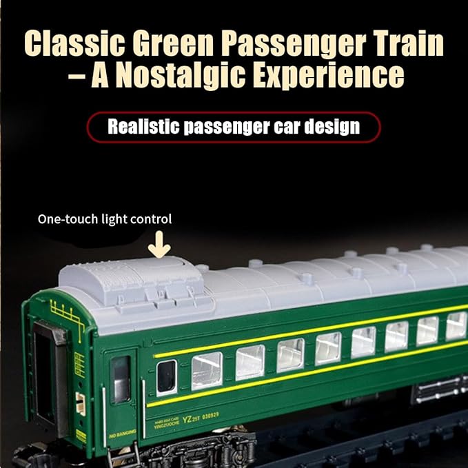 RC Train Set Electric Train Track Model with Carriage and Long Track Alloy Steam Locomotive Engine Train Gift for Teens (Model 62904B)
