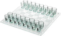 Shot Glass Chess Set – 13.78 Chess Board with 32 Mini 1.89 Shot Glass Pieces Fun Drinking Chess Game for Adults Party Game &amp Novelty Gift