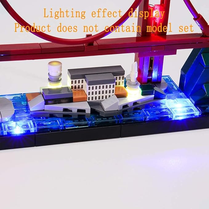 Upgraded Version USB Light Kit for Architecture Skyline Collection San Francisco Golden Gate Bridge - Compatible with Lego 21043 Bricks Model (Model Set Not Included)