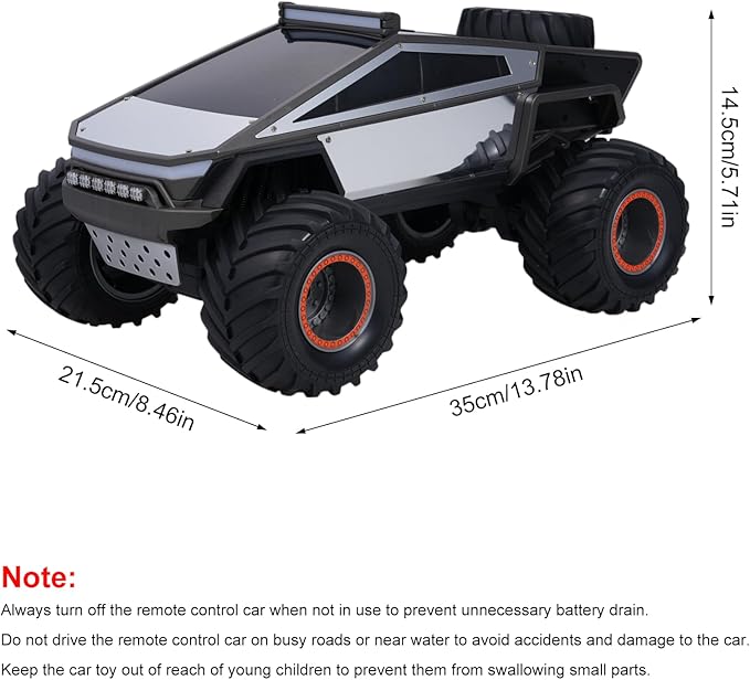 RC Cybertruck Remote Control Car 1:12 Scale RC Cars for Adults 2.4GHz All Terrain Off Road RC Pickup Truck with Lights Music and 2 Batteries Christmas Birthday Gift
