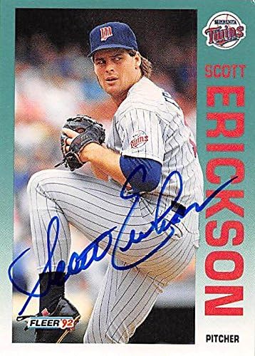 Sports Memorabilia Autograph Warehouse 245163 Scott Erickson Autographed Baseball Card - Minnesota Twins 1992 Fleer - No. 201