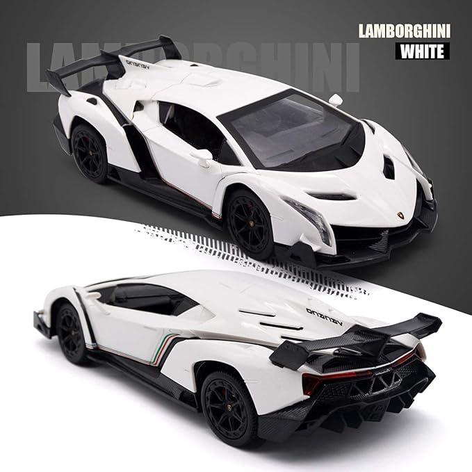 QUN FENG Remote Control RC CAR Racing Cars Compatible with Lamborghini Veneno Officially Licensed 1:24 Toy RC Cars Model Vehicle for Boys 678 Years OldWhite