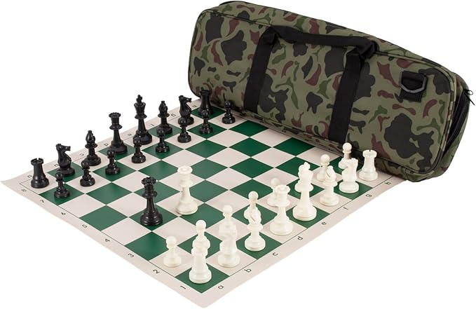 Deluxe Chess Set Combination - Triple Weighted - by US Chess Federation (Jungle Camo)