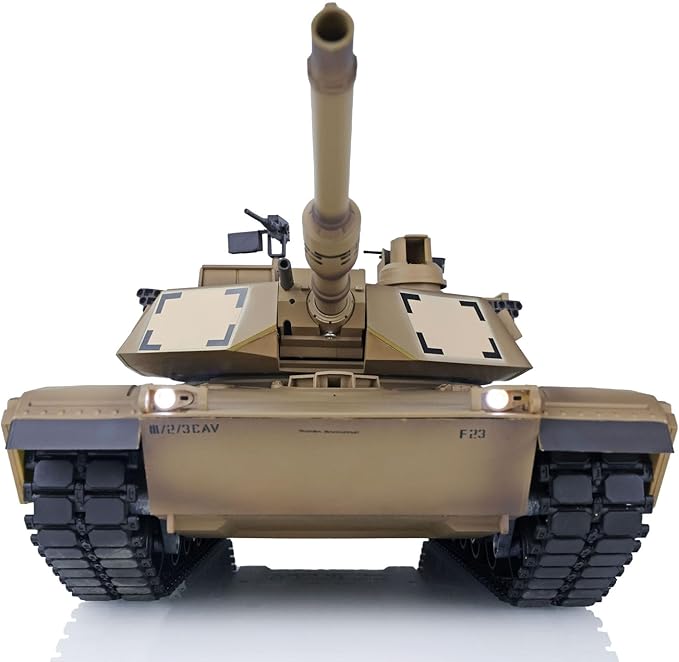 Heng Long US in Stock RC Tank 2.4Ghz 1/16 Scale 7.0 Plastic Ver M1A2 Abrams RTR Smoking Unit IR Combat Lifting Barrel for 3918 Model 340° Rotating Turret Torsion Bar Suspension BB Shooting
