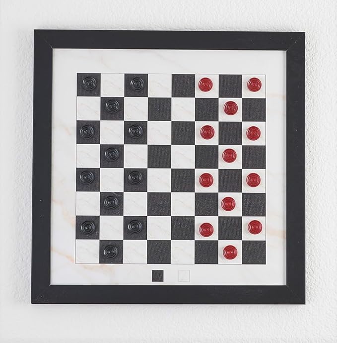 Magnetic Canvas Game Set. Chess/Checkers/Backgammon/TIC TAC Toe. Decrotive Game Sets use an mounting System That Gives Easy Access to Them. (Black and White)