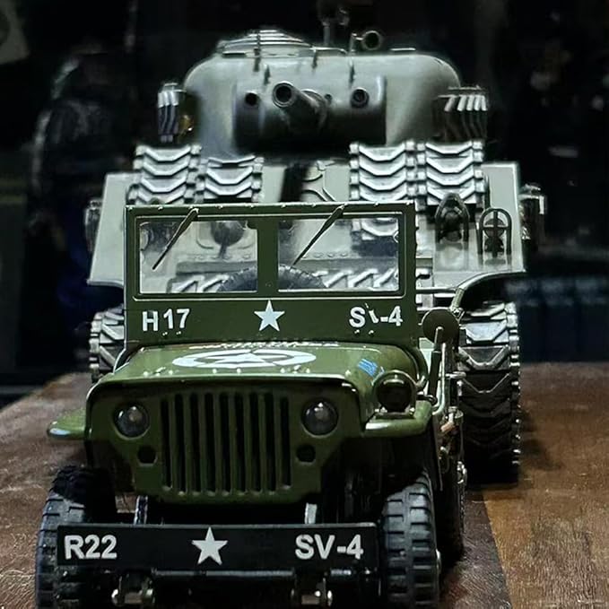 1/16 Scale Alloy Remote Control Car Military Willys Climbing Car with LED Lights &amp Soldier Figure All Terrain Off-Road Vehicle for Adults